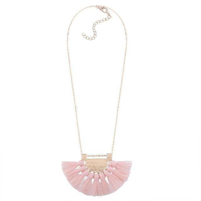 necklaces Light Pink Long Tassel Bohemian Necklace