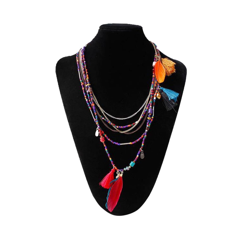 necklaces mix Bohemian  Necklaces Handmade Multilayered Beads Long Feather Tassel