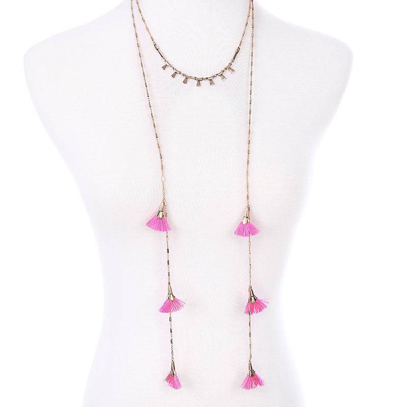 Necklaces Multi layer long Bohemian Necklace Tassel Gold