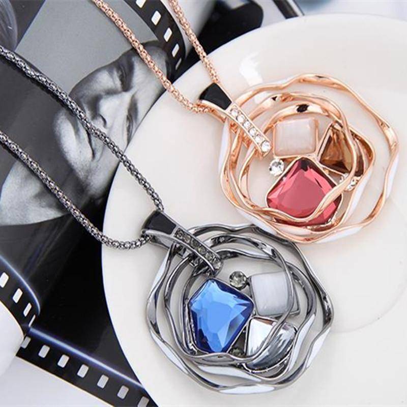 necklaces Pendant Necklaces Sweater Long Crystal Chain