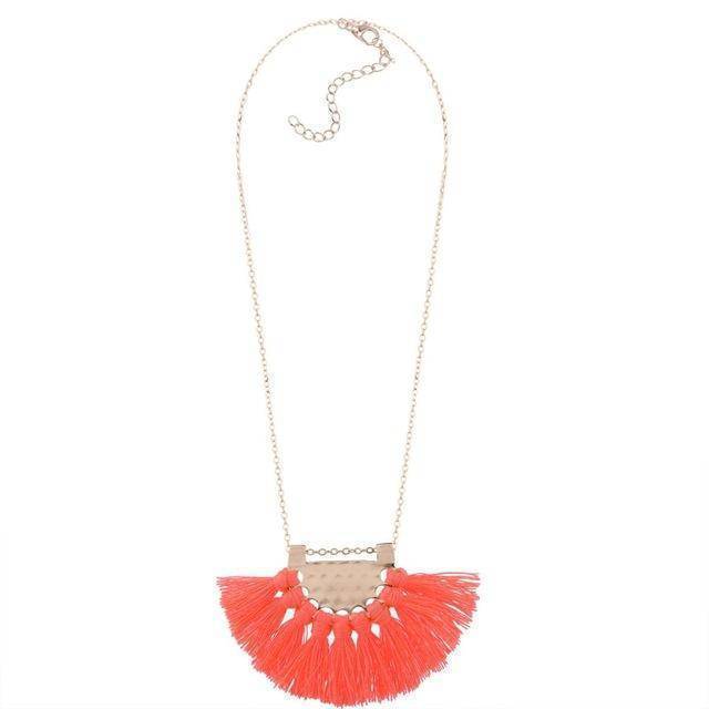 necklaces Pink Long Tassel Bohemian Necklace