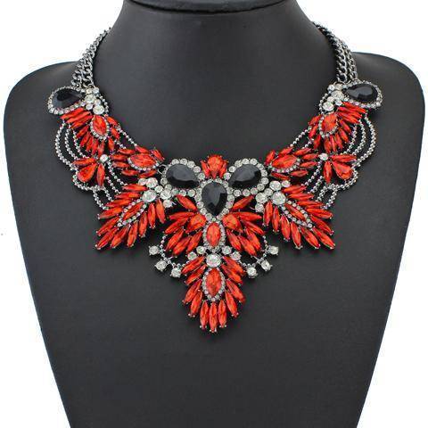 necklaces Red Crystal Collar Statement Necklace