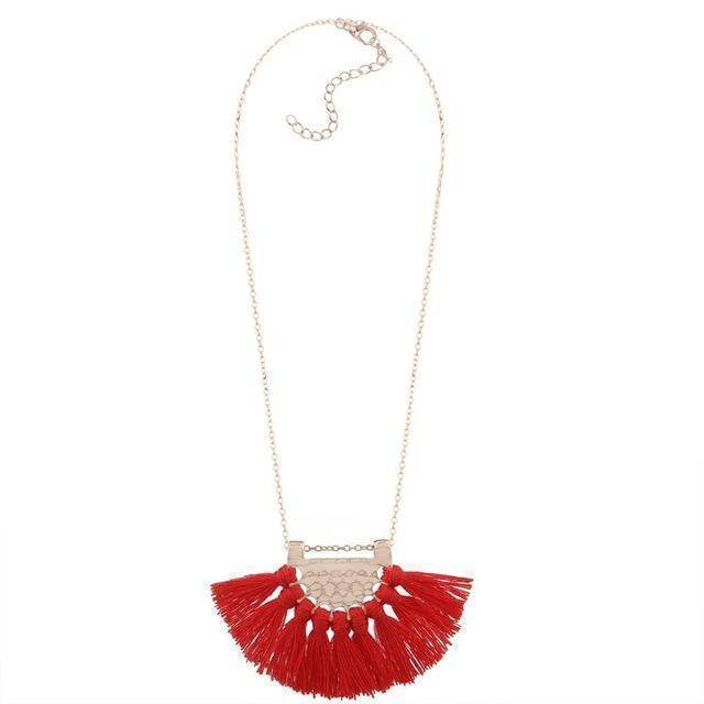 necklaces Red Long Tassel Bohemian Necklace