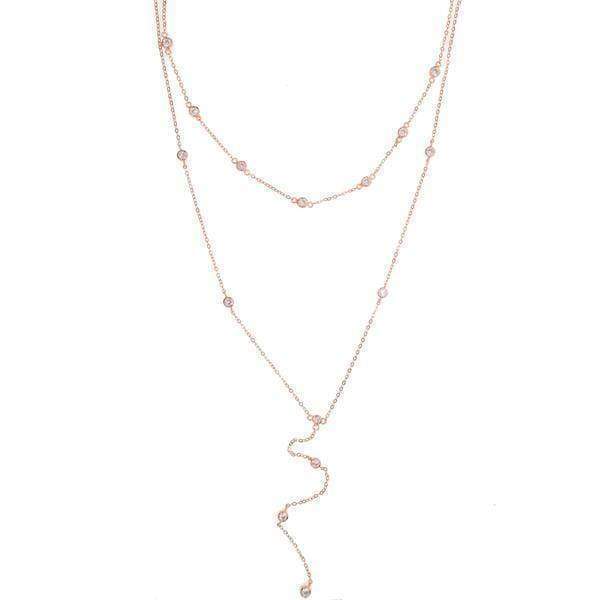 925 sterling silver chain double layer With AAA Cubic Zirconia Y choker necklace
