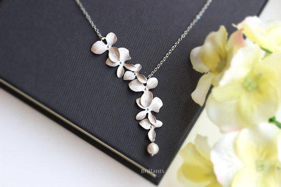 Necklaces Silver Orchid Flower Pendant Gold / Silver