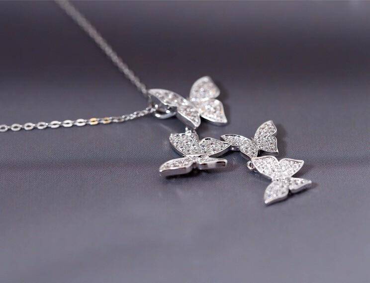 Necklaces Silver Zircon Butterfly  Sterling silver Pendant Necklace