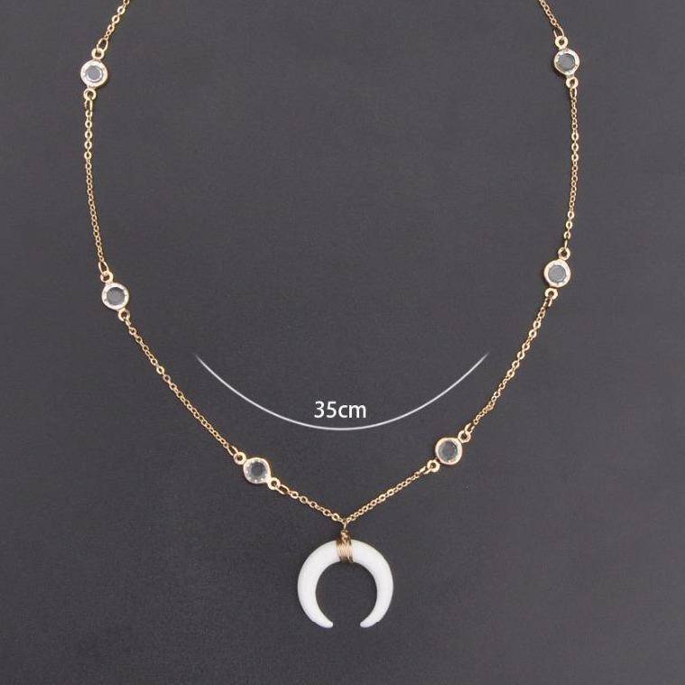 necklaces Vintage Acrylic Ox Horn Moon Choker Bohemian Necklace