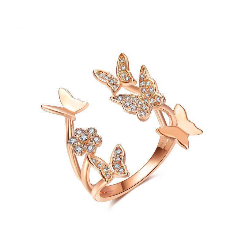 rings 6 / Rose Gold Butterfly Open Ring