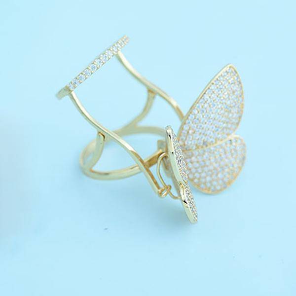 rings 7 / Gold Luxury Unique Butterfly Paved Sparkling Cubic zirconia Knuckle Rings