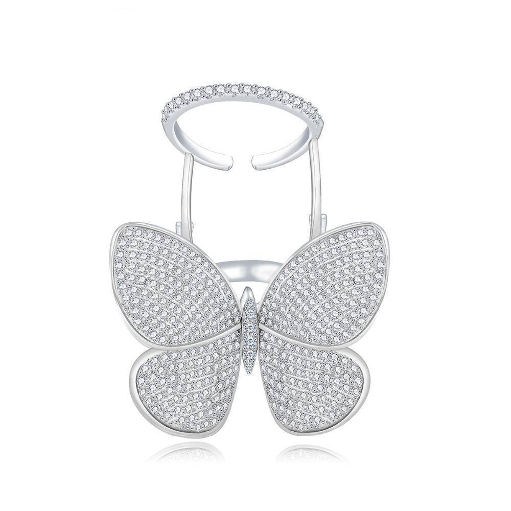 rings 7 / Silver Luxury Unique Butterfly Paved Sparkling Cubic zirconia Knuckle Rings