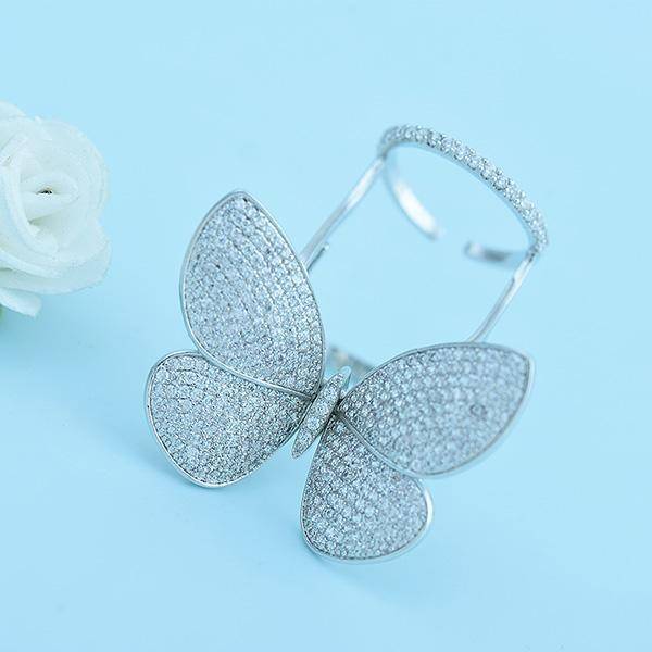 rings 8 / Silver Luxury Unique Butterfly Paved Sparkling Cubic zirconia Knuckle Rings