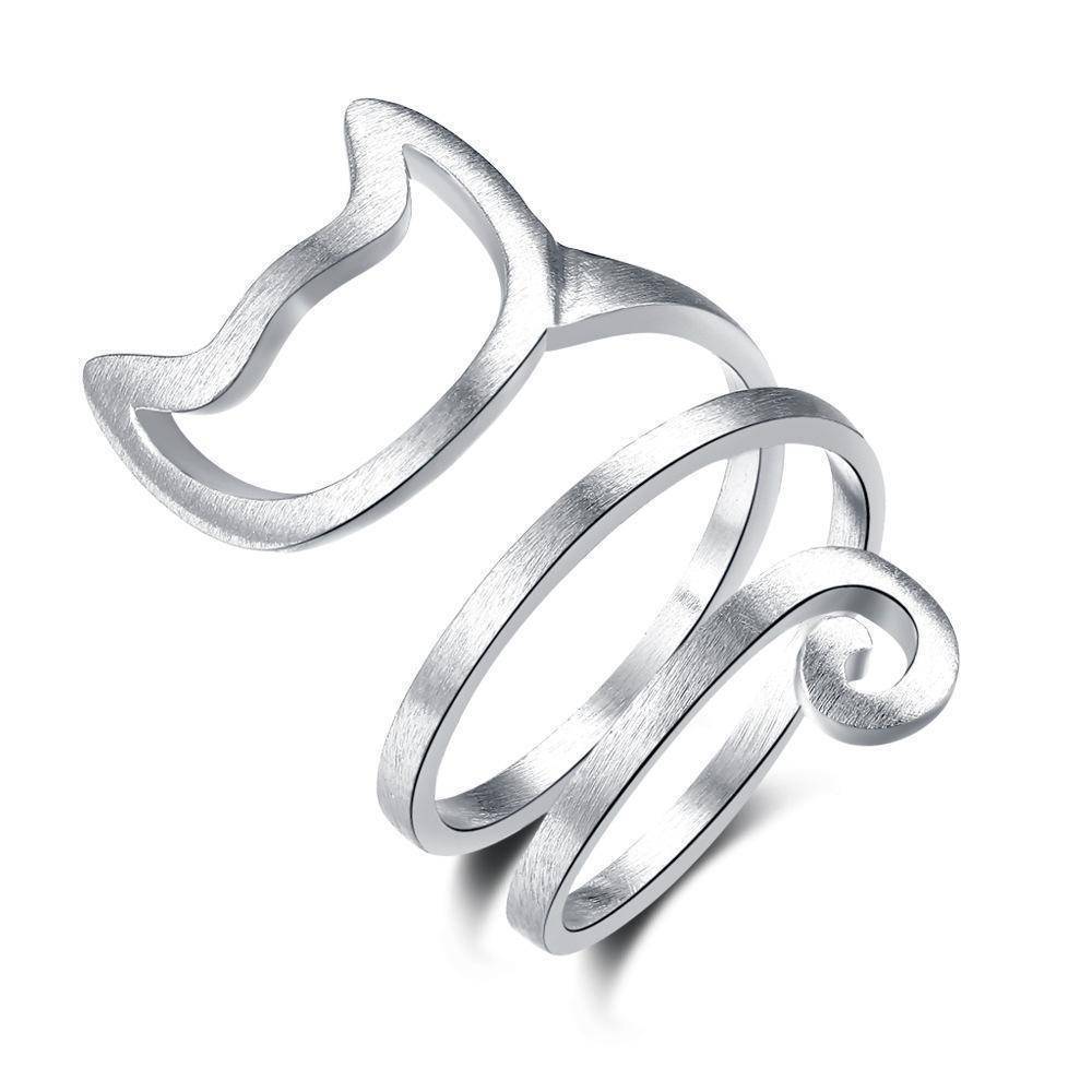 925 Sterling Silver Winding Cat adjustable Rings*