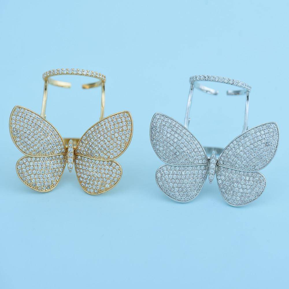rings Luxury Unique Butterfly Paved Sparkling Cubic zirconia Knuckle Rings
