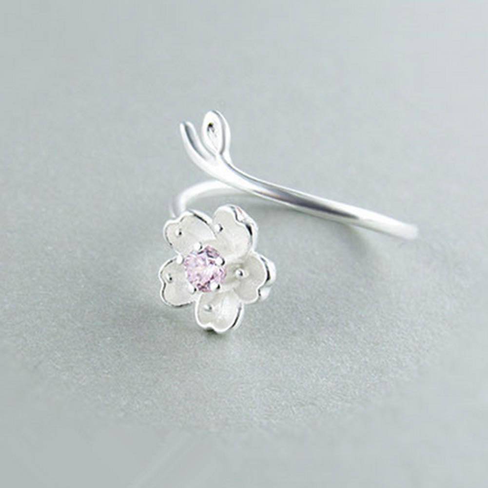 Rings Magenta Silver Color Poetic Daisy Cherry Blossom Finger Ring