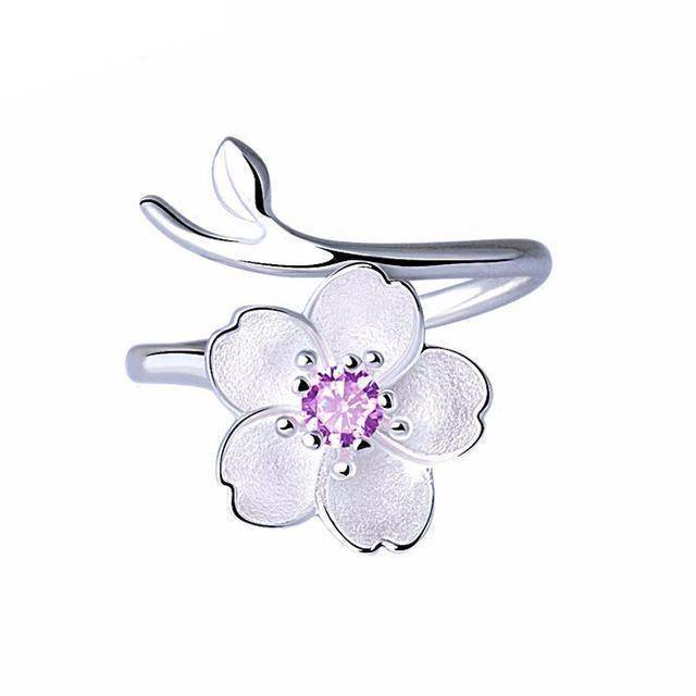 Rings Silver Color Poetic Daisy Cherry Blossom Finger Ring