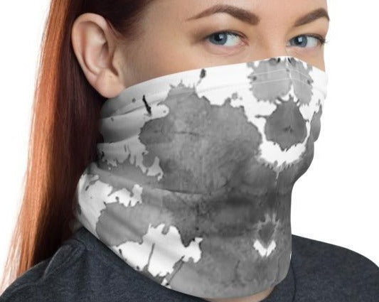 Rorschach Gray with white background neck gaiter face cover head wear headband wrap balaclava mask wristband neck warmer - US Fast Shipping