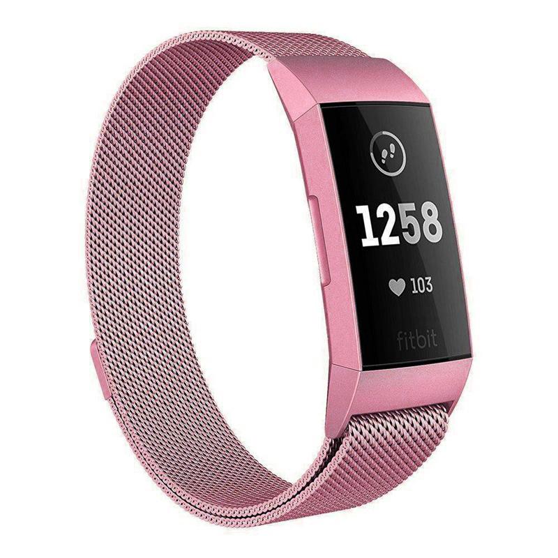 Watchbands rose pink / Charge 3 - S Fitbit charge 3/4 Band Replacement Wristband, Luxury Milanese loop steel Design For Men Women Smartwatch Bracelet Strap |Watchbands| Unisex