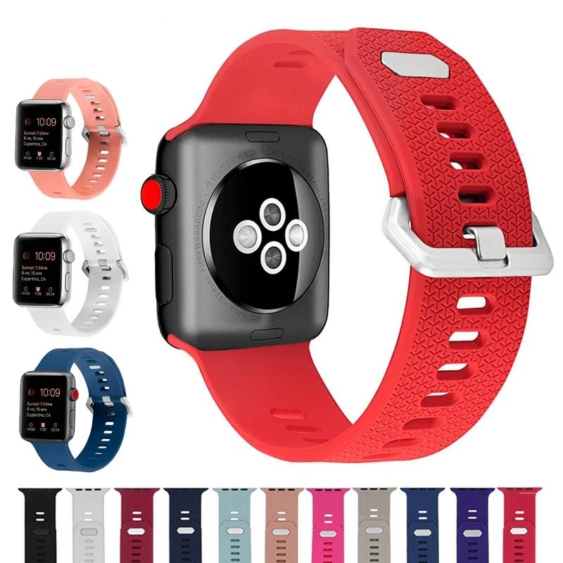 Watchbands rubber Band strap for Apple Watch bands 4 5 40mm 44mm Soft Silicone Sport Breathable Strap for iWatch Series 5 4 3 2 1 38MM 42MM|Watchbands|
