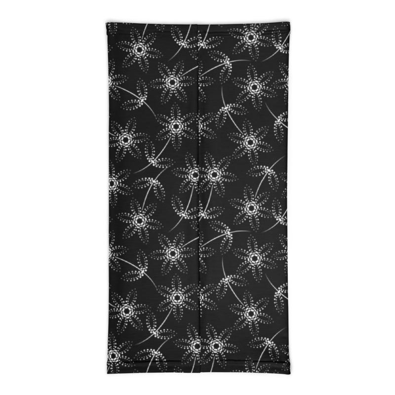 Abstract Black white flowers floral pattern Scarf tube mask Bandanna Neck gaiter cover face warmer, Yoga sports headband - US Fast Shipping