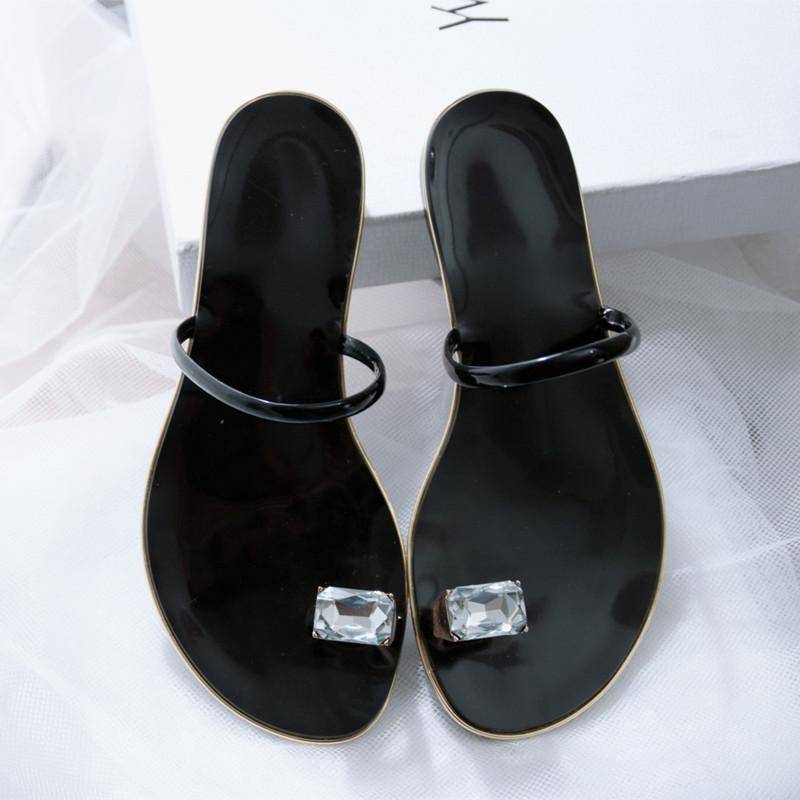 shoes Genuine cow leather Diamond flip flops