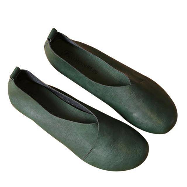 shoes Green / 5 Genuine Cow Leather Hand-sewn Loafers