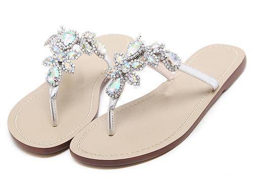 shoes silver / 4 Bohemian Crystal Sandals