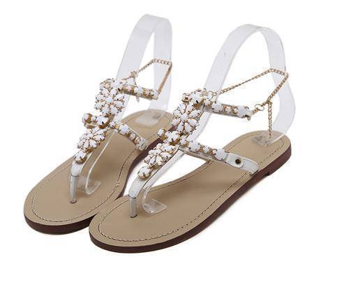 shoes white / 4 Bohemian Crystal Sandals