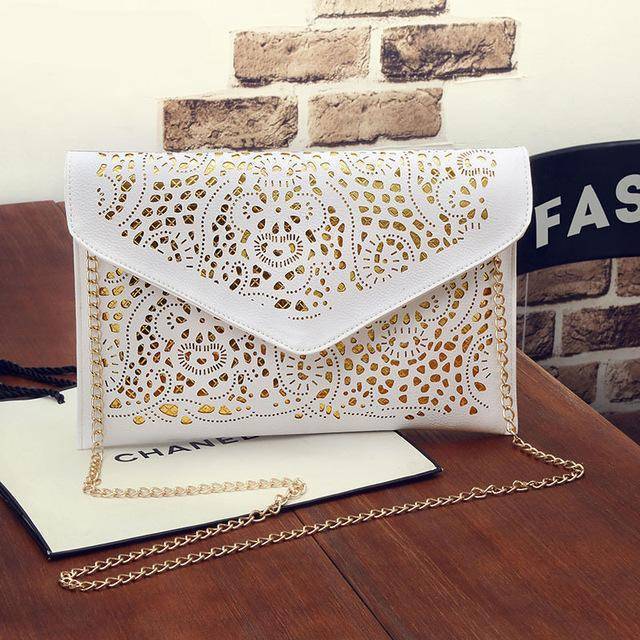 Shoulder Bags White Vintage Hollow Out Envelope, Cross body bag, ipad sleeve