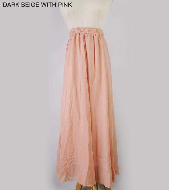 Skirts champagne / M M- XL, Fits 22" - 39", 22 Colors , Elegant High Waist Long Chiffon Skirt, Elastic Waist Maxi Skirts (80/90/100cm)