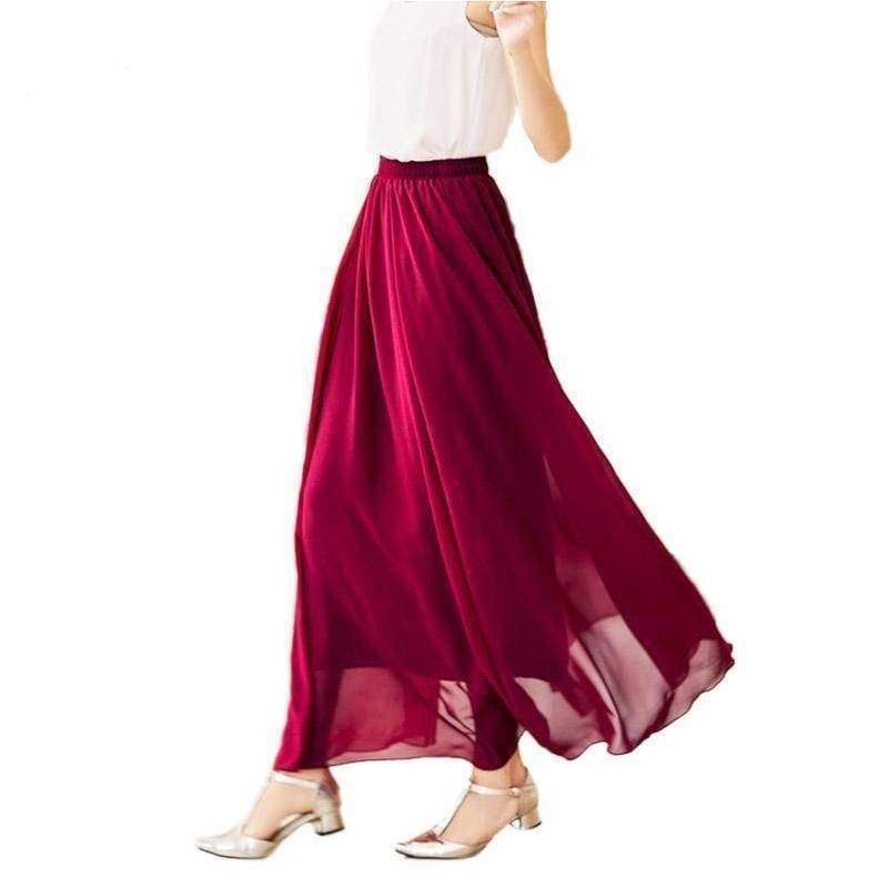 Skirts M- XL, Fits 22" - 39", 22 Colors , Elegant High Waist Long Chiffon Skirt, Elastic Waist Maxi Skirts (80/90/100cm)