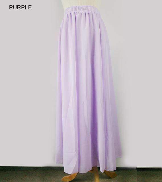 Skirts purple / M M- XL, Fits 22" - 39", 22 Colors , Elegant High Waist Long Chiffon Skirt, Elastic Waist Maxi Skirts (80/90/100cm)