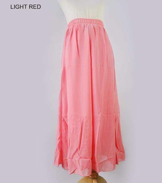 Skirts rose / M M- XL, Fits 22" - 39", 22 Colors , Elegant High Waist Long Chiffon Skirt, Elastic Waist Maxi Skirts (80/90/100cm)