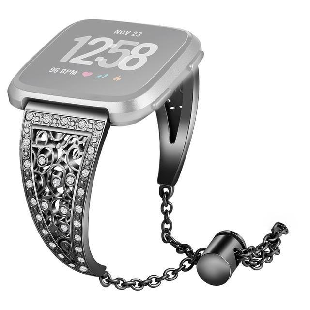 Smartwatch Smartband Strap Fashion Replacement Crystal Metal Watch Band Wrist Strap For Fitbit Versa Smart Watch Bracelet Straps|Smart Accessories|