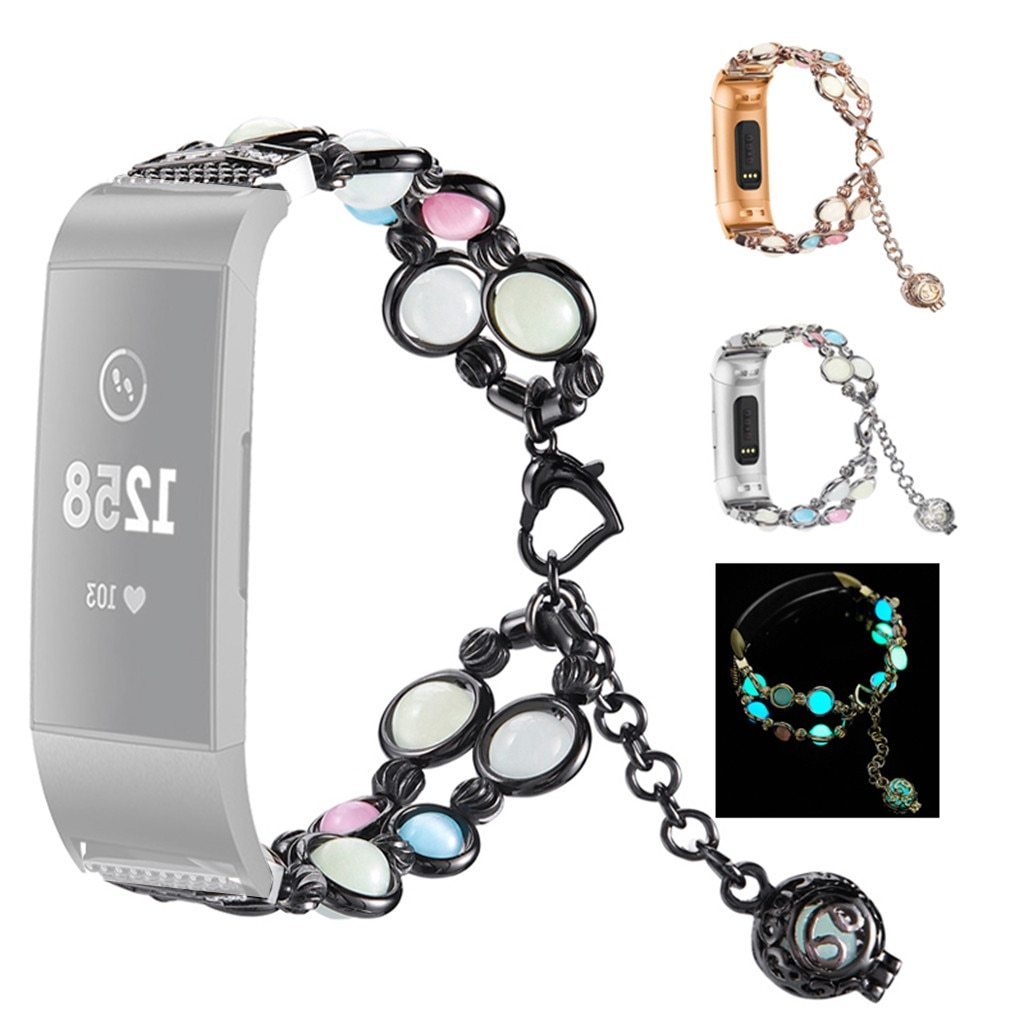 Adjustable Durable Stainless Steel Wristband Handmade Night Luminous Smart Watch Band Accessories For Fitbit charge 3 4 Watch|Smart Accessories|