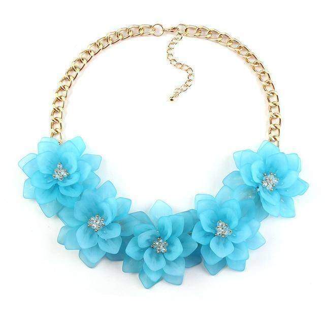 statement necklaces aqua Flower Statement Necklace