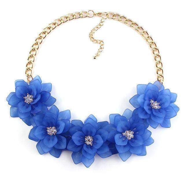 Etro Blue Silk Brocade Crystal Bead Statement Fabric Necklace | Chairish