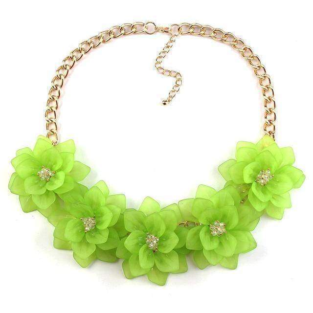 statement necklaces green Flower Statement Necklace