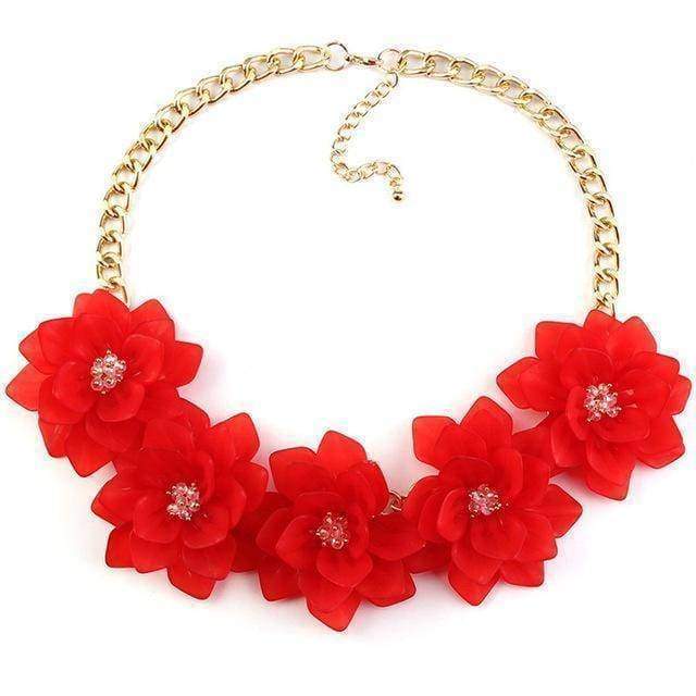 statement necklaces red Flower Statement Necklace
