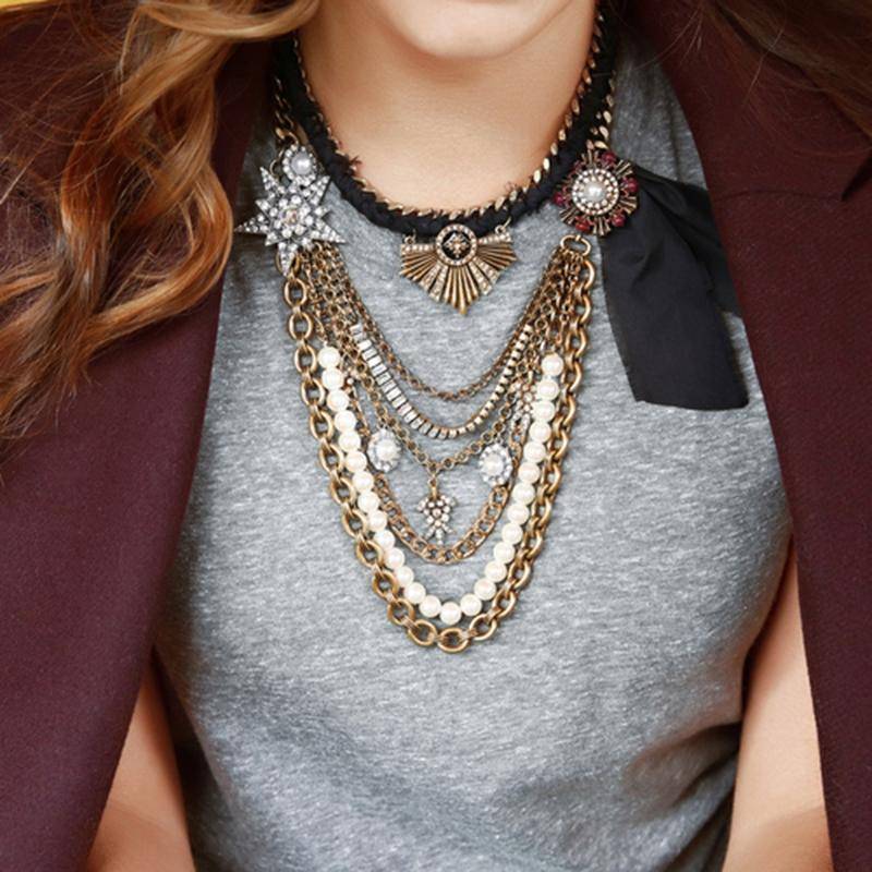 statement necklaces Two Layered Removable Convertible Statement Necklace