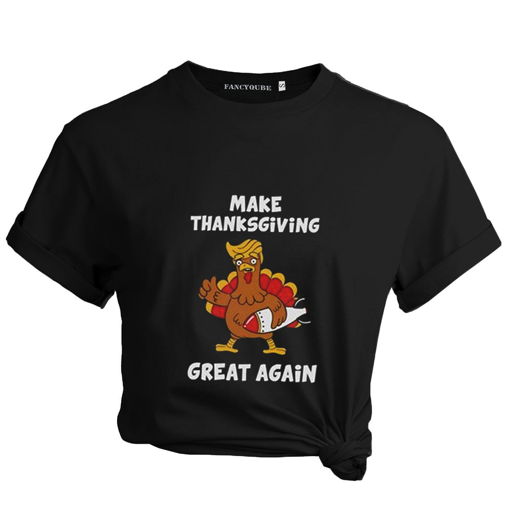 T-Shirts Halloween Thanksgiving Women tshirt Female funny Turkey Tee MAKE THANKSGIVING GREAT AGAIN Letter Printed Tees