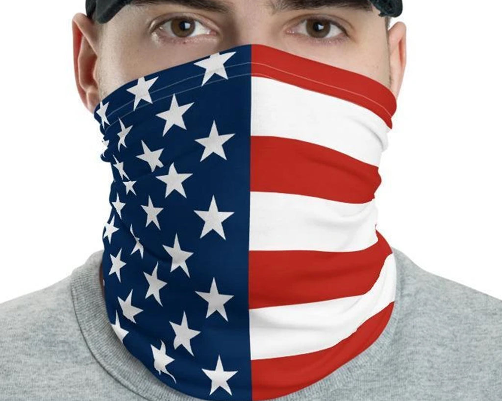 US American Flag Patriotic Face cover, America Washable Reusable Mask, Stars red white blue neck gaiter unisex scarf - US Fast Shipping