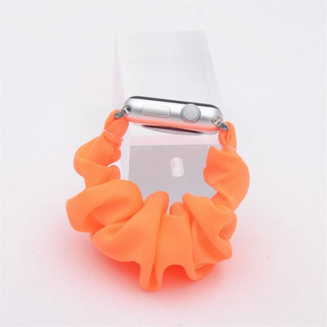 Watchbands Orange / 38MM Scrunchie Elastic watch band for Apple Watch Series 5 4 3 2 strap nylon loop wristband for iwatch 5 4 3 2 38 44mm wrist bracelet|Watchbands| -