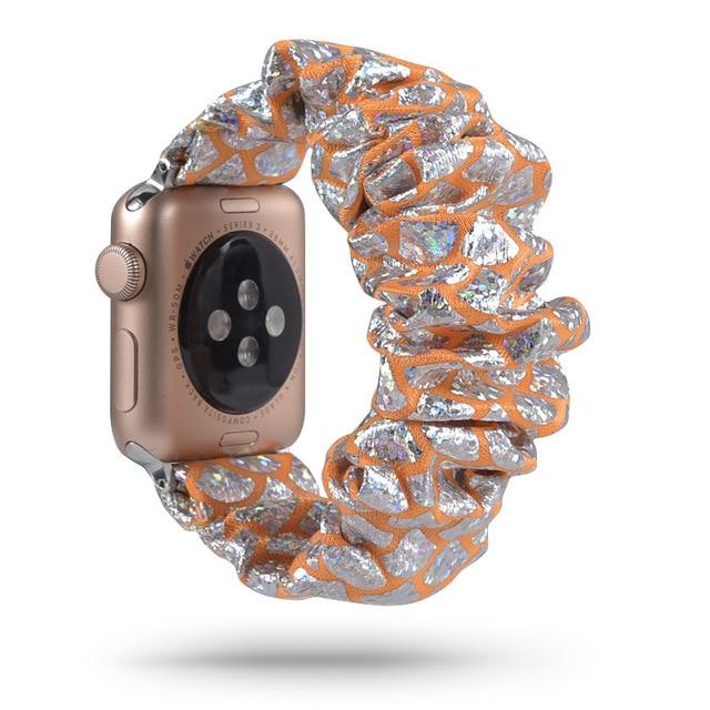 Watchbands orange / 38mm Bling Scrunchies Elastic Strap for Apple Watch 5 4 Band 38mm 40mm Fabric Strap 42mm 44mm Series 5 4 3 2 Bracelet Watchband|Watchbands|