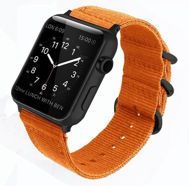 Watchbands orange / 38mm 40mm Nato strap For Apple watch band apple watch 5 3 4 band 44mm 40mm 42mm 38mm iwatch band correa woven nylon Bracelet Watchband|Watchbands