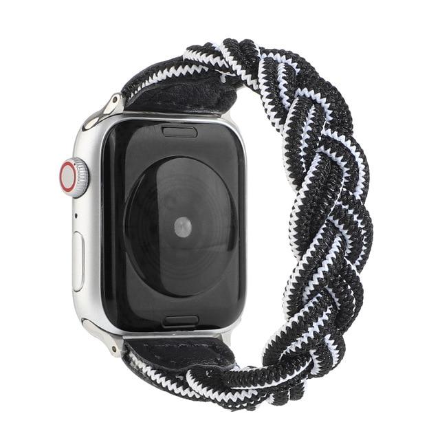 Watchbands black white / For 38mm and 40mm Woven Strap for Apple Watch Band 44mm 40mm iWatch bands 38mm 42mm Belt Nylon Sport Loop bracelet watchband for series 6 5 4 3 SE|Watchbands|