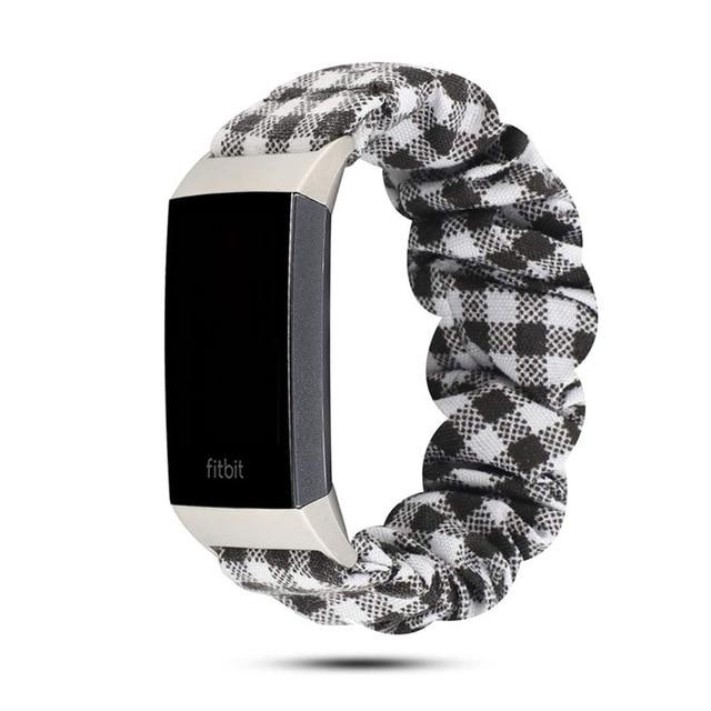 Watchbands black white / Fitbit Charge 3 Cheetah Spots Animal Print Pattern Beige Brown Watch Band For Fitbit Charge 4 3, Women Soft Elastic Sport Bracelet Scrunchy ladies Watchband