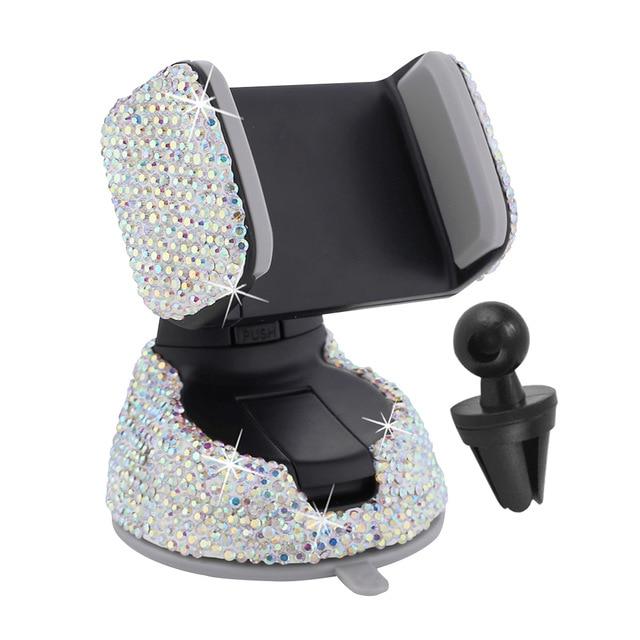 Universal Car Bracket Multicolor 2 in 1 Rhinestone Car Phone Holder Stand Dashboard Suction Cup Mount Air Vent Clip Bracket Holder for Smartphone Mobile phones|Universal Car Bracket|