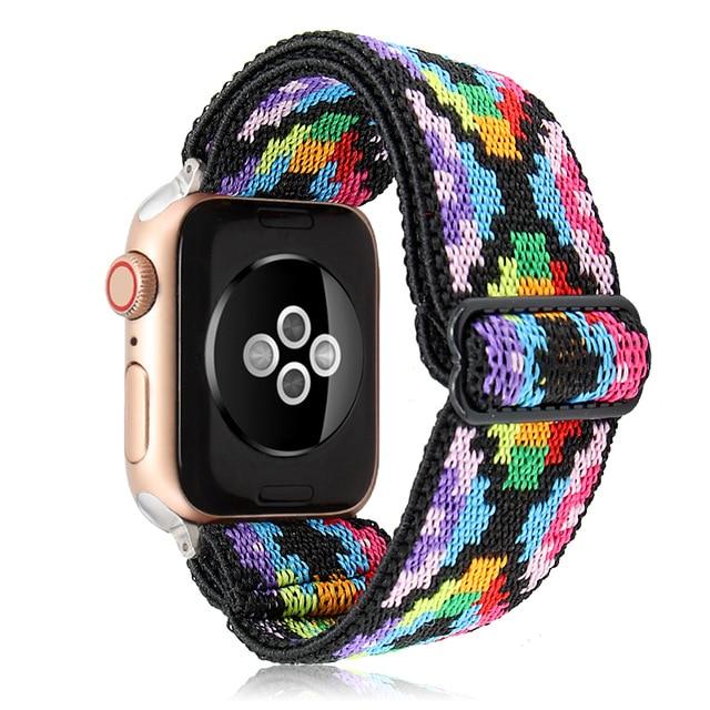 Watchbands Multicolor / 38mm or 40mm Elastic Nylon watch band Loop Strap for apple watch 40mm 44mm 6 5 Sport wristband for iwatch 6 5 4 3 38mm 42mm Replacement band|Watchbands|