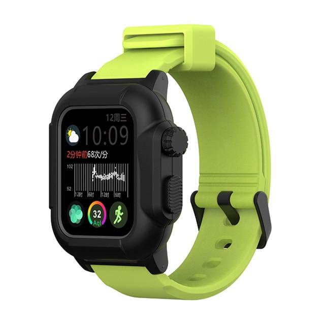 Watchbands black green / 42mm Dive Waterproof Sports Band Case Cover for Apple Watch Case Series 6 5 4 3 2 Silicone Band 44mm 42mm 40mm Strap Shockproof Frame|Watchbands|