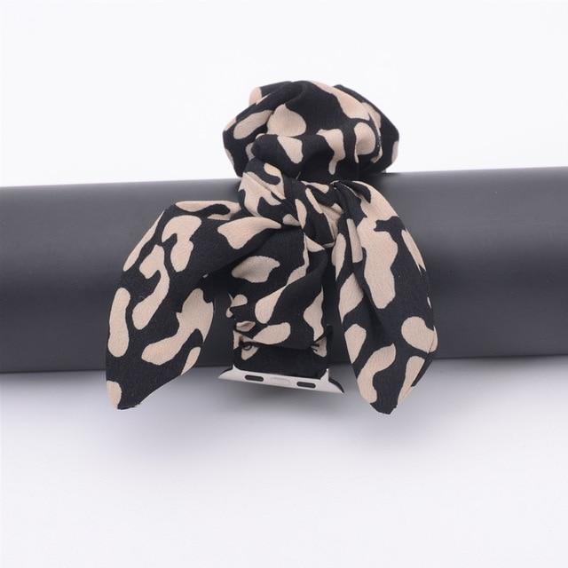 Watchbands black brown / 38mm /40mm Black red print Victorian Rose ribbon knot band, apple watch band elastic scrunchies straps 38 40 42 44 mm series 5 4 3